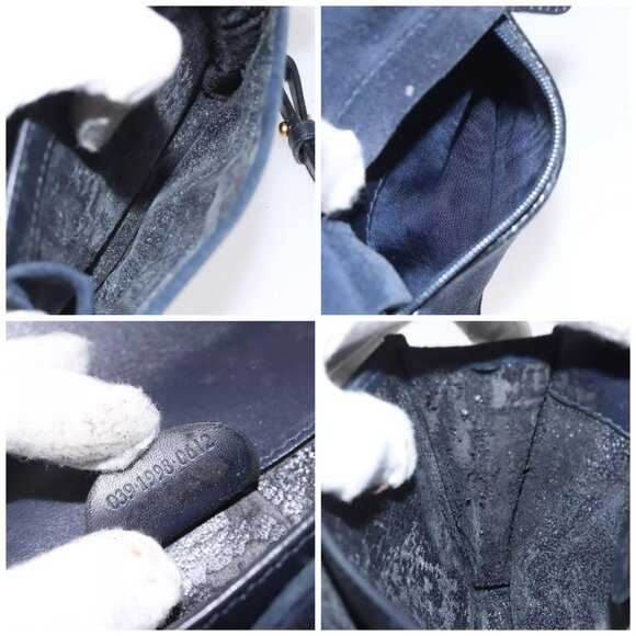 GUCCI Shoulder Bag Suede Navy Auth - Picture 14 of 16